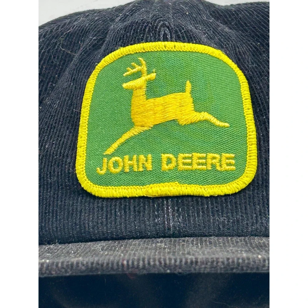 Vtg 80s JOHN DEERE Corduroy Patch Hat USA Louisville Snap Back New Old Stock‎